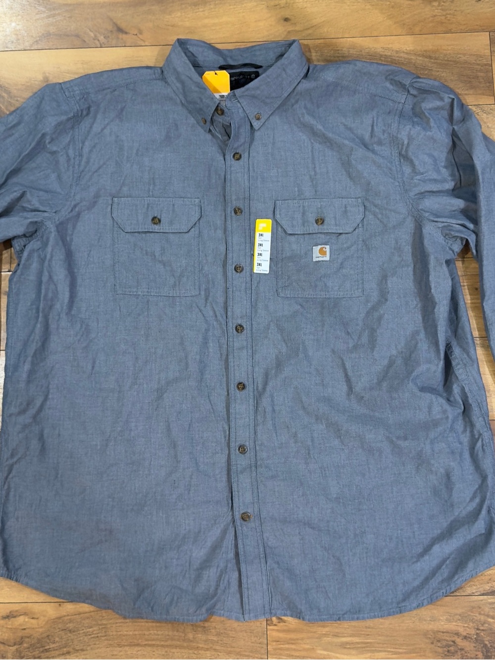 Carhartt Loose Fit Midweight Chambray Long-Sleeve Shirt Denim Blue Chambray 3XLT